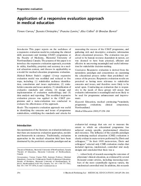 stake responsive model|Application of a responsive evaluation approach in medical.